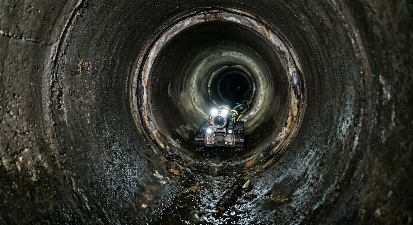 Robotic sewer camera inspecting pipe interior for Sewer Line Repair in Hopkins